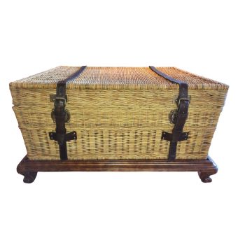 Ralph Lauren / Coffee Tables / Rattan Trunk (Chest) -  on stand with Leather Straps / Marseilles | In stock