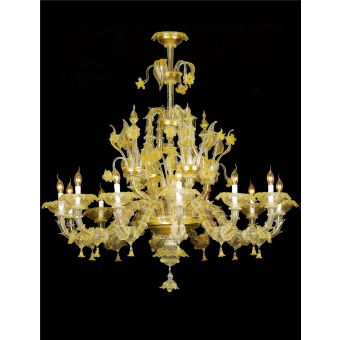 Italian Luxury Lighting / Chandeliers / Venetian Glass Gold 12-Light V7767 012