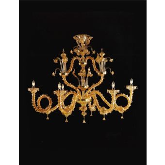 Italian Luxury Lighting / Chandeliers / Venetian Glass Amber 6-Light V7960 006