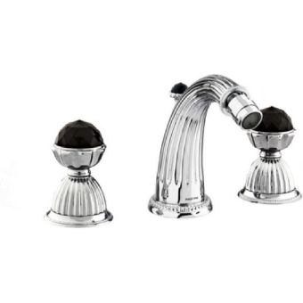 Bronces Mestre / Bidet Fittings / Three holes bidet set with spout and Swarovski black crystal 033221.N00.50