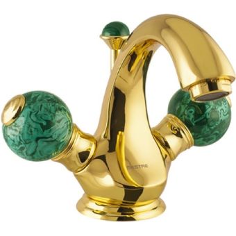 Bronces Mestre / Bath-Shower Fittings / One hole basin mixer with malachite stone 036105.ML0.00