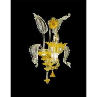 Italian Luxury Lighting / Wall Sconces / Venetian Gold 24kt and Chrome V7467 001WL