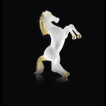 Italian Luxury Lighting / Animal Sculptures / White Horse in Murano Glass 757 2 SAT