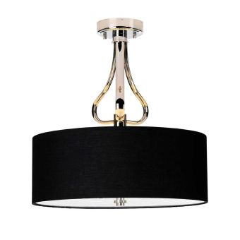 Elstead Lighting / Ceiling Lights / Falmouth 3 Light Semi-Flush - Polished Chrome / Black Shade