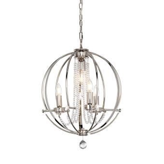 Elstead Lighting / Chandeliers / Cassie 4 Light Chandelier - Polished Nickel Plated