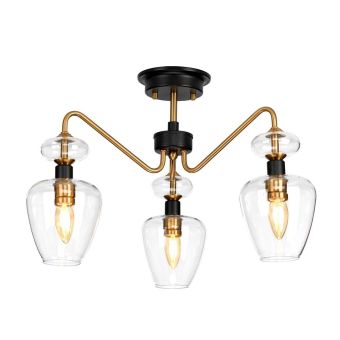 Elstead Lighting / Ceiling Lights / Armand 3 Light Semi-Flush - Aged Brass Plated & Charcoal Black Paint