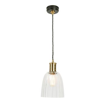 Elstead Lighting / Pendant Lights / Douille 1 Light Pendant - Black / Polished Brass
