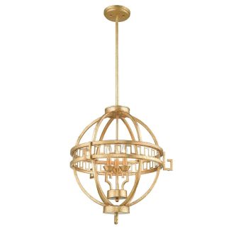 Elstead Lighting / Pendant Lights / Lemuria 3 Light Globe Pendant - Distressed Gold, Ivory Shade