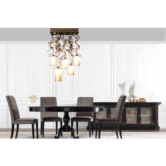 Mechini / Chandeliers / Clear Bohemian Crystal and Lamp Shades L-Braid-R/5+2 Gold