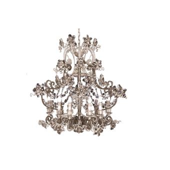 Mechini / Chandeliers / Porcelain & Clear and Coloured Pearl Banding L288/13 Fume