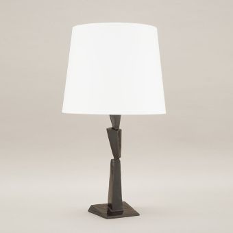 Objet Insolite / Bronzene Tischlampe / Lampe Cubist