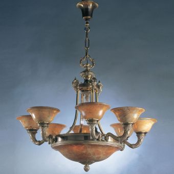 Mariner / Kronleuchter / Bronzeguss / Alabaster 18529.0