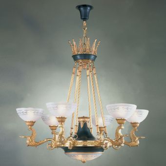 Mariner / Vergoldeter Kronleuchter aus Bronze & Venezianische Glas / 18555