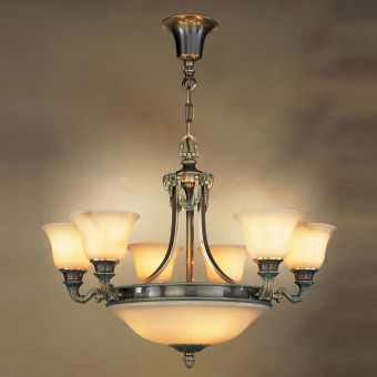 Mariner / Kronleuchter / Bronzeguss / Alabaster 18696