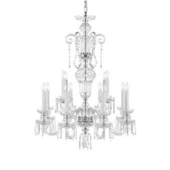 Preciosa / Luxus Kristall Kronleuchter, 12 Lichter / Historisches Design Rudolf XS, S