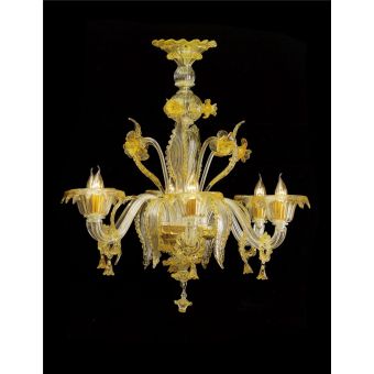 Italian Luxury Lighting / Chandeliers / Venetian Glass Amber 6-Light V6823 006