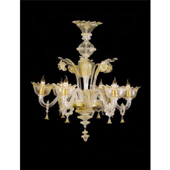 Italian Luxury Lighting / Chandeliers / Venetian Glass Amber 6-Light V7467 006