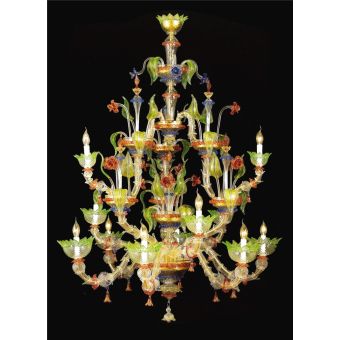 Italian Luxury Lighting / Chandeliers / Venetian Glass Multicolor 12-Light 7545 012