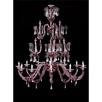 Italian Luxury Lighting / Chandeliers / Venetian Glass Violet 12-Light V7602 012 Amethyst