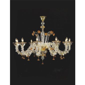 Italian Luxury Lighting / Chandeliers / Venetian Glass Amber 12-Light V7982 012