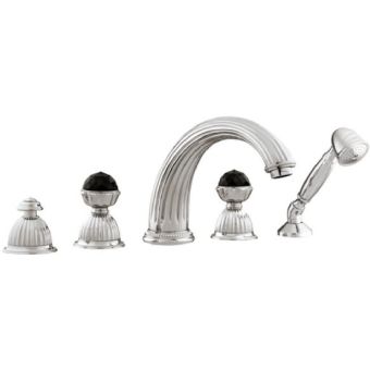 Bronces Mestre / Bath-Shower Fittings / Five holes bath set with Swarovski black crystal 033216.N00.50