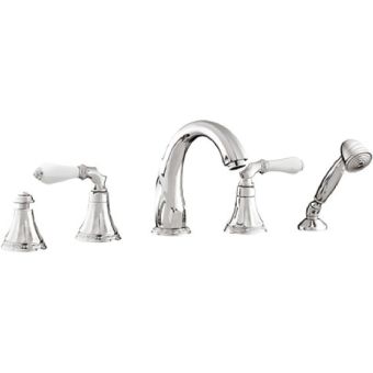 Bronces Mestre / Bath-Shower Fittings / Five holes bath set with white porcelain 058516.L00.50