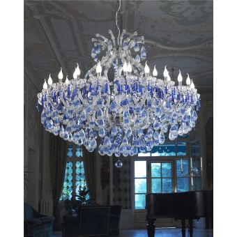 Italian Luxury Lighting / Chandeliers / Maria Theresa 36 Lights 1889 036 Rockcrystal Blue