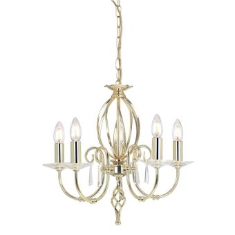 Elstead Lighting / Chandeliers / Aegean 5 Polished Brass