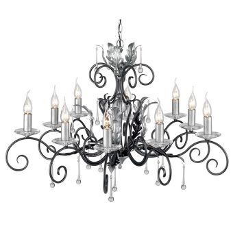 Elstead Lighting / Chandeliers / Amarilli 10 Black with Silver Patina