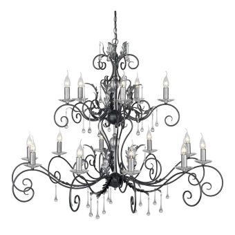Elstead Lighting / Chandeliers / Amarilli 15 Black with Silver Patina