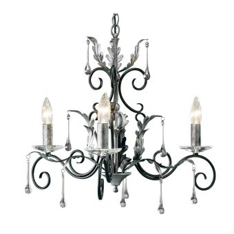 Elstead Lighting / Chandeliers / Amarilli 3 Black with Silver Patina