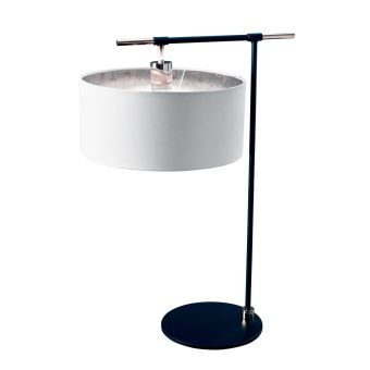 Elstead Lighting / Table Lamps / Balance 1 Black & Polished Nickel with White Shade