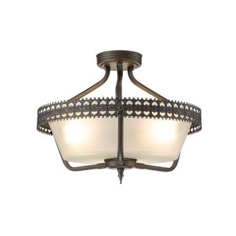 Elstead Lighting / Ceiling Lights / Crown 3 Semi-Flush Iron Gate