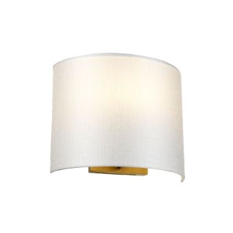 Elstead Lighting / Wall Lights / Cooper Medium Curved with Aged Brass Back Plate with Ivory Shade