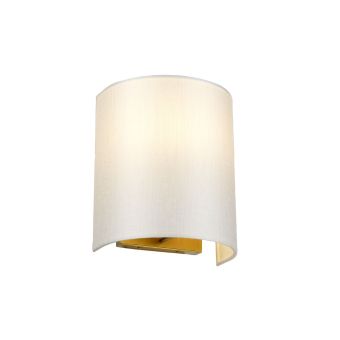 Elstead Lighting / Wall Lights / Cooper Small Curved with Aged Brass Back Plate & Ivory Shade