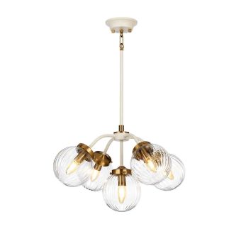 Elstead Lighting / Pendant Lights / Cosmos 5 Cream Painted and Aged Brass