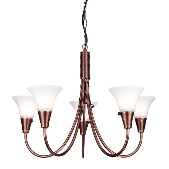 Elstead Lighting / Chandeliers / Emily 5 Copper Patina