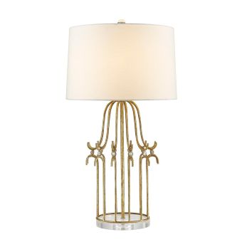Elstead Lighting / Table Lamps / Stella 1 Distressed Gold with Cream Shade