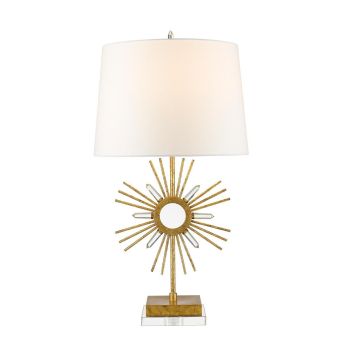 Elstead Lighting / Table Lamps / Sun King 1 Distressed Gold & Cream Shade
