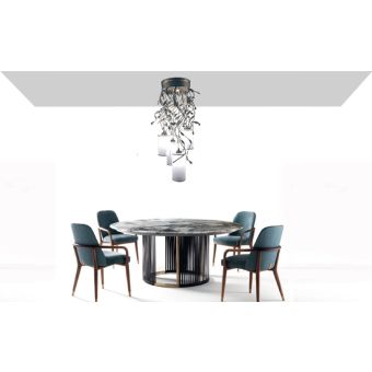 Mechini / Chandeliers / Clear Bohemian Crystal and Lamp Shades L-Braid-T/4+1