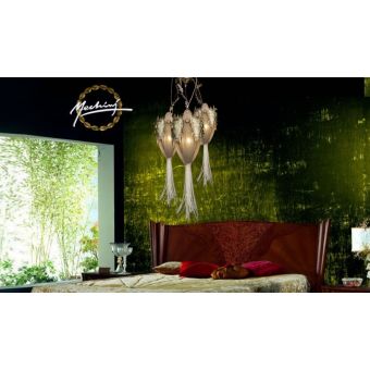 Mechini / Chandeliers / Clear Bohemian and Fabric Lampshade L-SCUDO/3 Brown