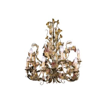 Mechini / Ceiling Lights / Wrought Iron with Murano Glass 10 Lights L186/10