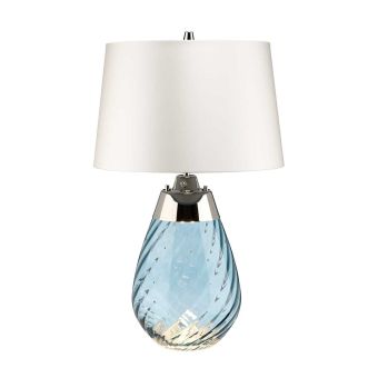 Elstead Lighting / Table Lamps / Lena Small Blue-tinted Glass & Off-White Shade