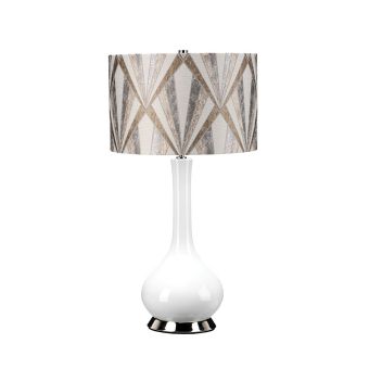 Elstead Lighting / Table Lamps / Milo 1 Polished Nickel & White & Silver