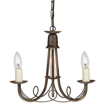 Elstead Lighting / Chandeliers / Minster 3 Black & Gold Patina