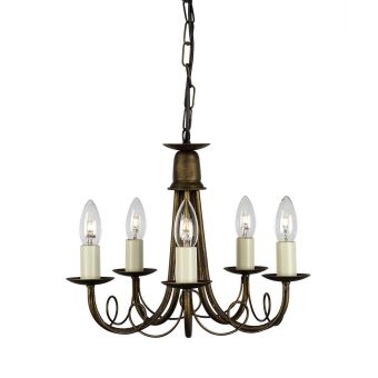 Elstead Lighting / Chandeliers / Minster 5 Black & Gold Patina