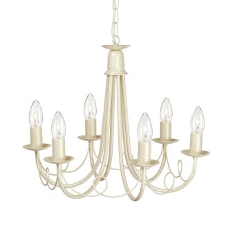 Elstead Lighting / Chandeliers / Minster 6 Ivory & Gold Patina