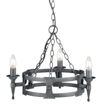 Elstead Lighting / Chandeliers / Saxon 3 Black & Silver Patina