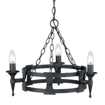 Elstead Lighting / Chandeliers / Saxon 3 Black