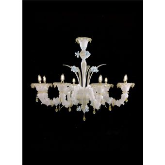 Italian Luxury Lighting / Chandeliers / Venetian Glass White 8-Light V8040 008